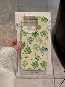 1pc Clover & Ladybug Pattern Litchi Texture Shockproof TPU Phone Case, Suitable As Holiday Gift For Men And Women, Compatible With IPhone XS/XS Max/XR/11 12 13 14 15 16 17 Pro/Pro Max/14 15 16 17 Plus - Multicolor - View 5