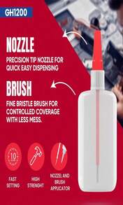 GH1200 (2-In-1) Super Glue With Brush Applicator &Amp; Nozzle, Mess Free Superglue Brush, Instant Never Dries, 3000 CPS Ca Glue, No Stain Clear Glue, Super Glue For Plastic, Rubber &Amp; More - ColorB - 查看 2