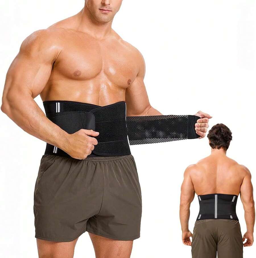 Fajas para Hombre Gym para la Sudoración Rápida, Recortadora de Cintura Hombre con Soporte Lumbar Elástico, Control Abdomen, Diseño de Ajuste de Doble  para Gym, Crossfit y Entrenamiento - SG - Ver 1