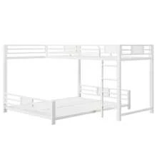 L-Shaped Metal Bunk Bed, Dimensions 90 X 200 Cm And 140 X 200 Cm, White - White - View 9