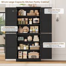 Kitchen Cabinet, 180 Cm Tall Cabinet, Kitchen Buffet, Buffet Cabinet With 4 Doors, Dining Room Cabinet For Living Room, Kitchen, 180*80*40 Cm - 黑色 - 查看 4