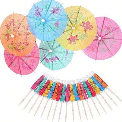 50 piezas de Pinchos de cóctel vibrantes - Pinchos decorativos para bebidas y frutas, ideales para fiestas hawaianas, bodas y cumpleaños, reutilizables y lavables, decoración de fiesta hawaiana