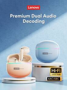 Lenovo LE222 Elegant Bluetooth Earphones, Half In-Ear Design, Cool Breathing Light, HIFI Surround Sound, Smart Noise Cancellation, Bluetooth 6.0, Music & Gaming Dual Mode Low Latency, HD Calling, Wireless Sports Earbuds, Suitable Compatible With Apple, Huawei Smartphones, Computers, Holiday Gift - Gradient Orange - View 3