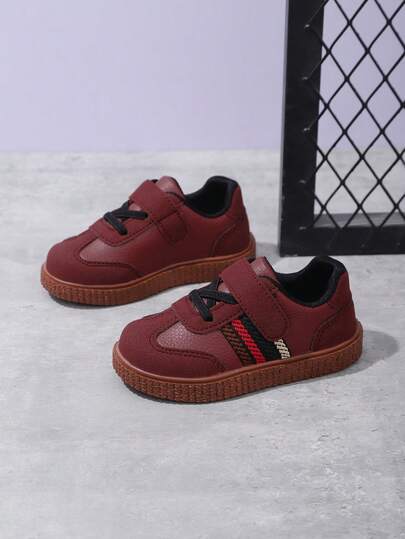 1双新款婴儿运动鞋，适合男孩女孩日常休闲穿着，侧面图案设计，软底平底鞋，春秋季款