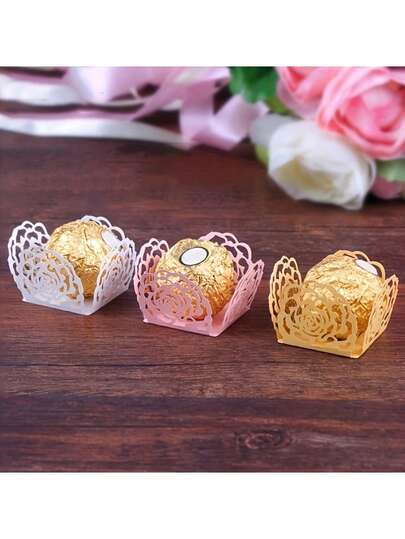 7/13pcs Floral Lace Chocolate Wrapping Paper, Pearl Rose Candy Box, Suitable For Wedding Favors, Birthday, Marriage, Party Decorations