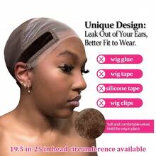 11x5 Inch Velvet Lace Front Wig Cap, Glueless No Slip Wig Grip Liner, Breathable Stretch Mesh Adjustable Wig Net, Invisible Skin-Friendly Wig Accessories For Women Daily Wear - màu nâu - Xem 5