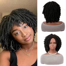 [ Afro Curly Wig] Natural Synthetic Afro Curly Dreadlock Wig - Short Twist Faux Locs, Breathable Layered Braids, Bob Style In Black, Brown, Blonde - Daily Cosplay Replacement Wig - Multicolor - View 12
