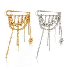 Brooch Set For Women Gold And Silver Tassel Lapel Pin Layered Chain Ty Pin Design Fashion Brooch For Blazer Coat Suit Jacket Shawl Pin Elegant Jewelry Gift Set - 金銀兩件式胸針 - 查看 1
