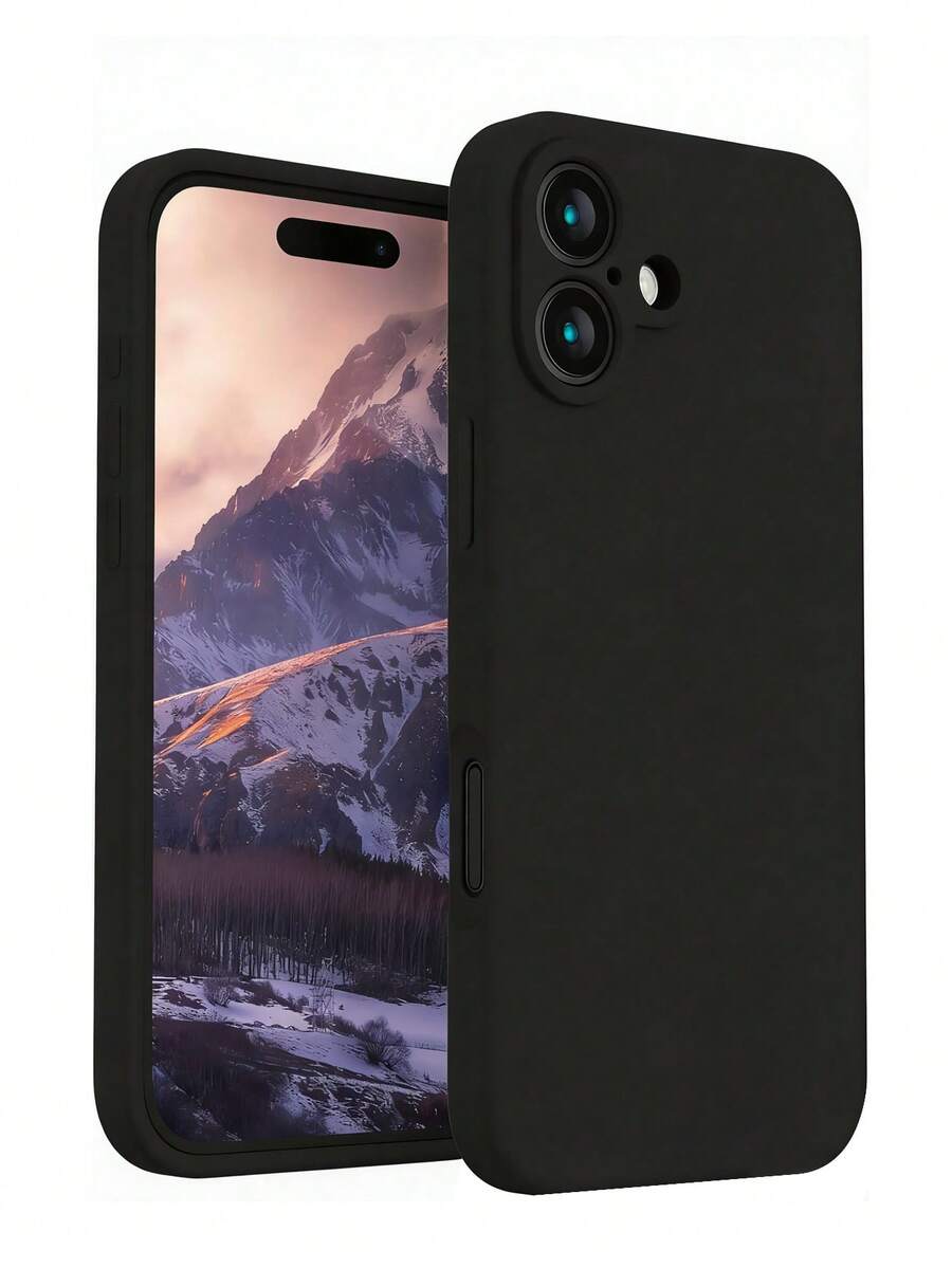 黑色硅胶防震防指纹手机壳，兼容 16/15/14/13/12 Pro Max、17 Pro Max、17 Pro等型号，适合作为送给女朋友的礼物 - 黑色 - 查看 1