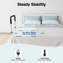 SanBouSi Bed Assist Bar With Tool-Free Installation, Height Adjustable Bed Rail For Elderly & Seniors, 300lbs Capacity Non-Slip Bedside Handle For Fall Prevention Safety - Black - View 6