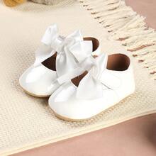 1 Pair Versatile Bow Princess Shoes, Soft Bottom Pre-Walker Shoes, Suitable For Infants And Toddlers, Party And Banquet - White - View 7