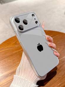 苹果图案 1 件装 新款简约黑色苹果标志 奢华大窗口钢化玻璃镜头保护手机壳 兼容 17/17Pro/17ProMax/17Air/16/16Pro/16ProMax/16Plus/15/15Plus/15Pro/15ProMax/14/14Plus/14Pro/14ProMax/13/13Pro/13ProMax/12/12Pro/12ProMax/11/11ProMax，磨砂防摔，全覆盖金属漆高级保护壳 - 彩色 - 查看 4