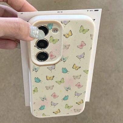 1pc TPU Soft Colorful Butterfly Print Shockproof Full Coverage Phone Case Compatible With Samsung/Redmi Models