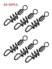 GOTURE 50个不锈钢桶形旋转接头+八角环通用饵料连接器，适用于海水和淡水，高强度螺丝旋转扣，海水淡水通用 - 銀色 - 查看 11