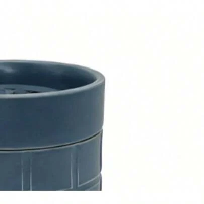 American Gray Grid Ceramic Oil Warmer - 36" Cord Timer LED Flameless Home Scent Essential