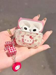 Sanrio 1pc Cute Floral Kitty Bluetooth Earphone Case - Pink - View 2