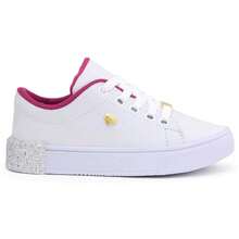Tênis infantil Feminino Menina Colegial Escolar Com Gliter Confortável Leve Casual Antiderrapante - Branco - Visão 4
