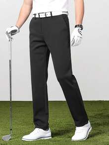 Elastic Casual Pants Men Straight Leg Business Slim Fit Trousers, Suitable For Work, Business Travel, Wedding - 黑色 - 查看 4