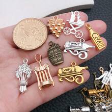 20/100pcs Alloy Wine Charms Champagne Cocktail Goblet Charms Wine Alcohol Charms For Jewelry Making Bracelets - One Size - View 3