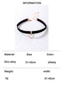1 pieza Collar con colgante de corazón de terciopelo de poliéster de estilo minimalista y de moda, regalo de joyería adecuado para adolescentes y vacaciones - 22800-negro-EP - Ver 7