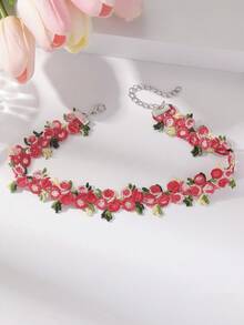 4件套女士精致蕾丝刺绣花朵颈链套装 - 彩色 - 查看 3