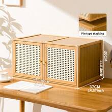 Square Storage Cabinet, Stackable Desktop Storage Box, Home Bar Storage Cabinet, Freely Combined Freestanding Storage Chest, Storage Cube - Ginger - View 4