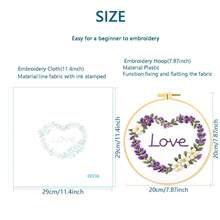 Valentine's Day DIY Cross Stitch Kit - Heart Wreath, Love Envelope, Heart Bow Bouquet Embroidery Printed Materials, Including Embroidery Hoop, Needle, Thread, Home Decor, Gift - Valentine's Day Series - View 3