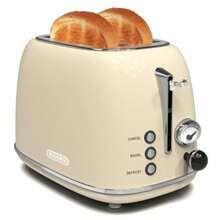 tostador de 2 rebanadas tostador retro de acero inoxidable con 6 ajustes ranuras anchas de 1.5 pulgadas función de bagel/descongelación/cancelación bandeja ible para migas rojo bd8 -B032 - Crema - Ver 8