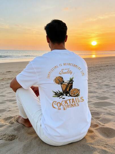 男士夏季沙滩休闲创意宽松短袖T恤