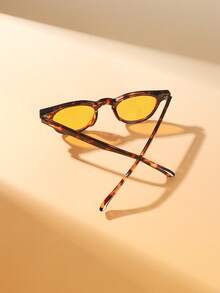 一副女士复古几何框眼镜，实用时尚街头风，附赠眼镜盒 - 彩色 - 查看 7