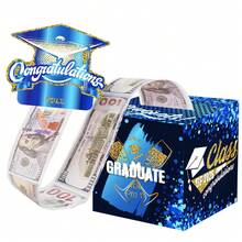 毕业现金惊喜礼盒，透明袋礼品套装，内含50个小袋，适合儿童和成人，是给亲朋好友赠送现金礼物的趣味方式。 - 藍色 - 查看 8