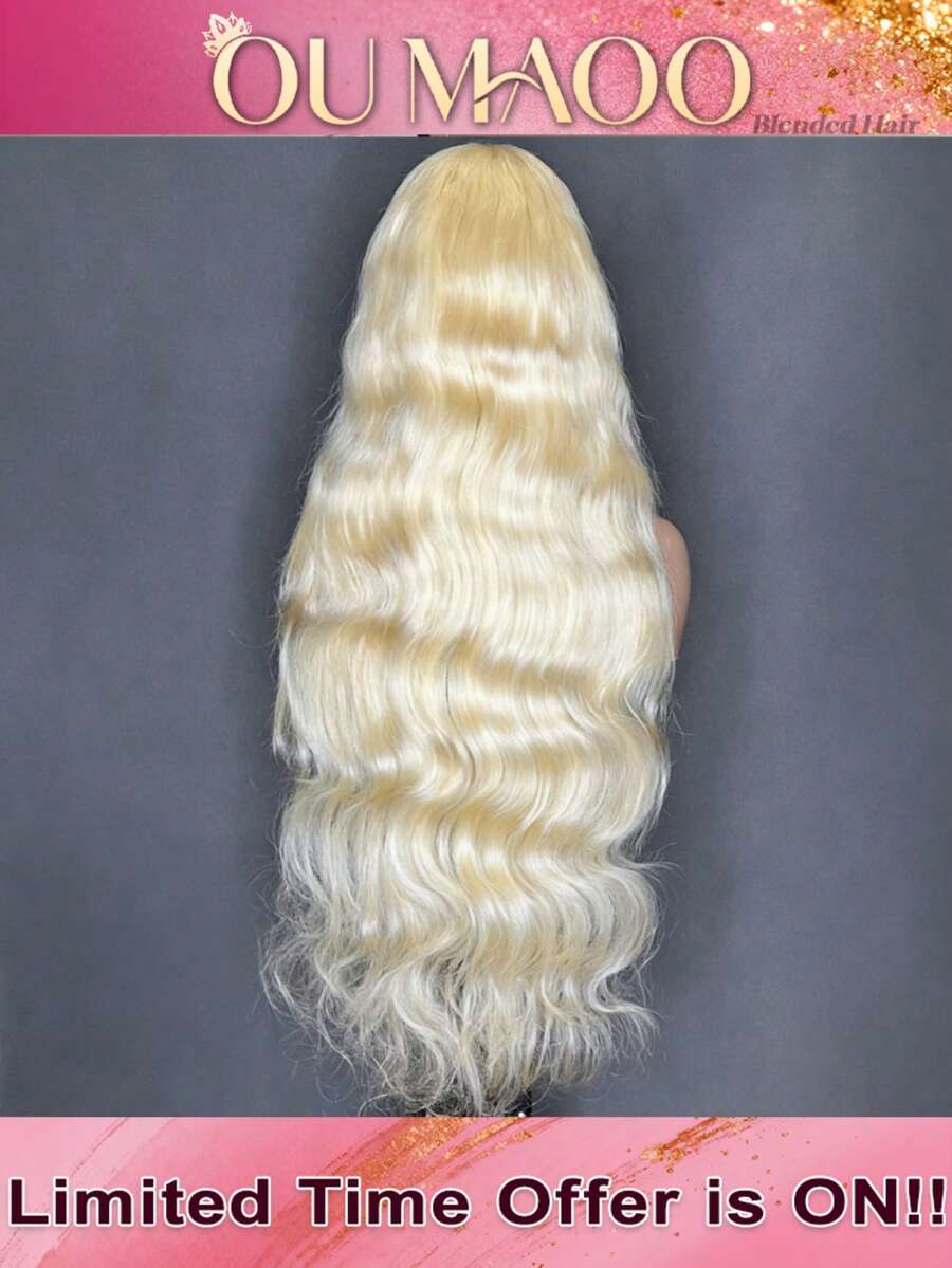 200% 高密度 13x6 13x4 5x5 高清透明蕾丝前假发，原生人发混纺，自然波浪卷，8-34 英寸 - 预先拔毛，无胶假发，带婴儿发，女士款，613，无需胶水，即戴即用 - 613 - 查看 1