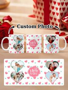1pc 11Oz Custom Valentine's Day Mugs, Couple's Water Cups And Coffee Cups, Customized With Names And Hearts, Romantic Couple's Mugs, Customized Drink Cups, Customized Couple's Coffee Cups, Family Creative Gifts, Special Valentine's Day Love Gifts For Couples - Style 7 - View 12