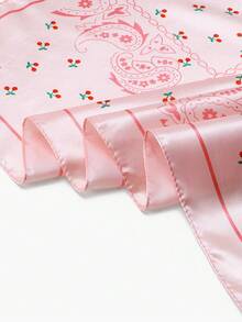 1PC Women's Fashion Summer Chain Leopard Print 90cm Square Scarf Sun Protection Versatile Headwrap Bandana Suitable For Daily Wear - Pink - View 4