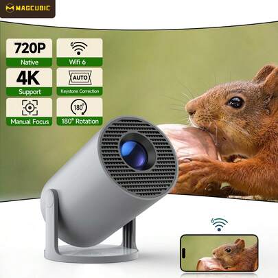 Magcubic 2026 New HY300Pro Grey Projector Android 14 System Native 720P Support 4K&8K Decode Video 0.8:1 Throw Ratio Auto Keystone Correction Mini Home Cinema Fernseher