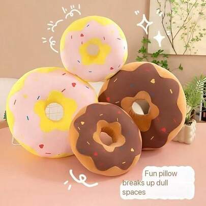 35cm/14in 1pc Round Donut Shaped Throw Pillow, 3D Printed Decorative Soft & Comfortable Plush Food Cushion, Lightweight For Sofa, Chair, Floor, Couch