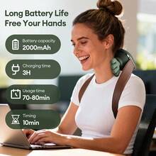 4D仿生无线颈肩按摩披肩，带无刷电机的斜方肌按摩器 - 多色 - 查看 3