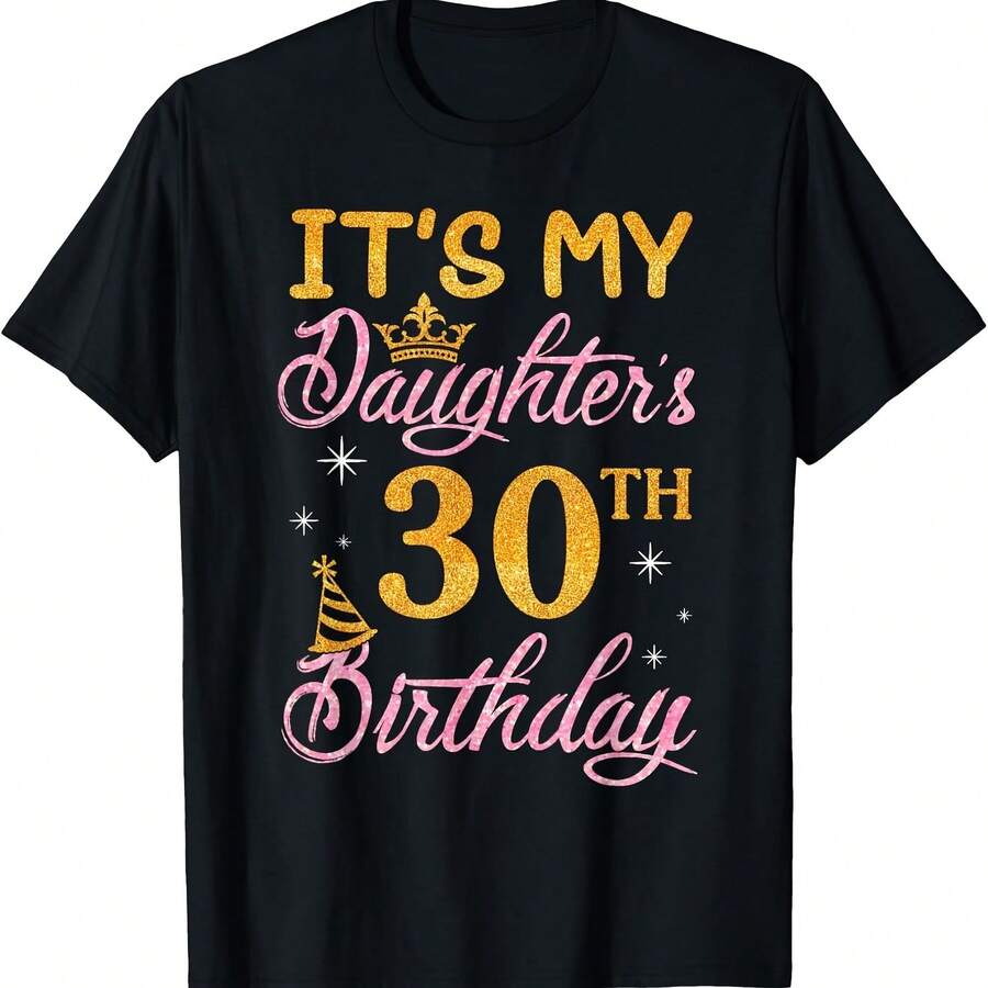 Camiseta "Feliz Papá, Mamá, Es el 30 Cumpleaños de Mi Hija" - Negro 8 - Ver 1
