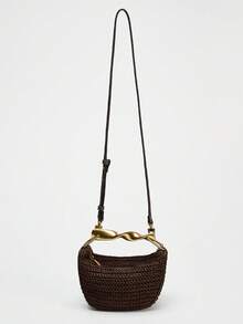 女士波西米亚风草编手提包、草编斜挎包、女士迷你夏季斜挎包、草帽钱包、时尚编织双肩带单肩包 - 彩色 - 查看 9