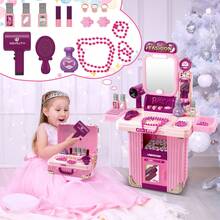 Kids Hair Salon Pretend Makeup & Hairdressing Toy Set - Pink - View 3