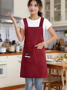 双口袋厨房/烹饪/烧烤围裙，男女通用，防水轻便，适合烧烤、餐厅、花园、咖啡厅等场所。 - 雙口袋 - 查看 2