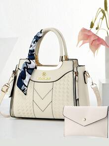 优雅刺绣女士手提包 - 配有可拆卸肩带，拉链封口，湖蓝色/白色/红色/黑色，不褪色，金色五金配件，优雅日常之选 | 手提包 | 可拆卸肩带 - 黑色 - 查看 7