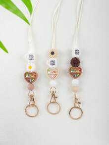 1个咖啡杯和雏菊心形吊坠挂绳，教师节礼物，适合挂在证件/钥匙链上，送给朋友、家人、老师的礼物，返校礼物 - 彩色 - 查看 9