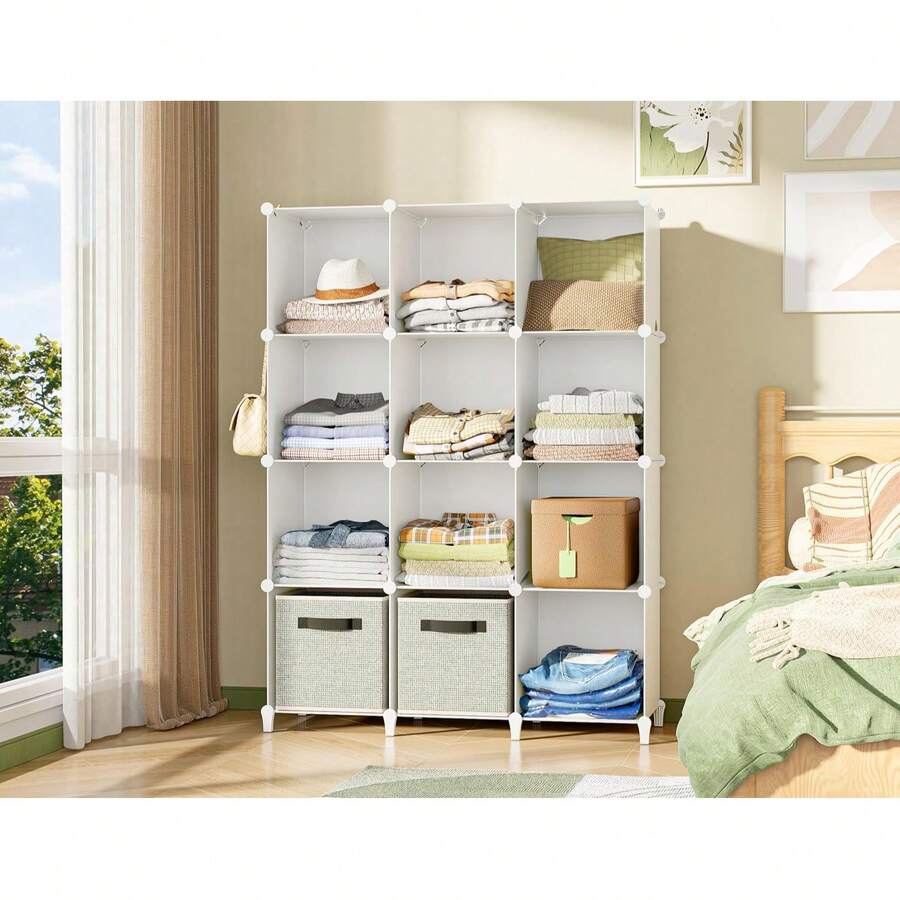 Closet Organizer, 12-Cube Closet Organizers And Storage, Portable Closet Shelves, Clothing Storage (White) - White - View 1