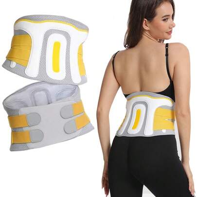 Cinturón ajustable y transpirable de soporte lumbar con barras de metal, adecuado para deportes, fitness, levantamiento de pesas, entrenamiento en el gimnasio, alivia el dolor de espalda baja, unisex