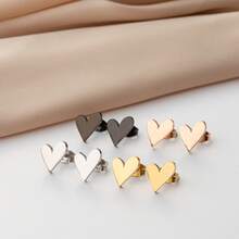 1 Pair Centered Around The Classic Love Theme, Stainless Steel , With A Classic And Cute Style, Punk-Style Earrings, The Best Gift For Female Jewelry Parties And Friends. - GED806 - View 1