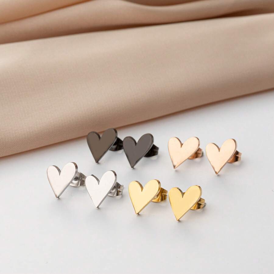 1 Pair Centered Around The Classic Love Theme, Stainless Steel , With A Classic And Cute Style, Punk-Style Earrings, The Best Gift For Female Jewelry Parties And Friends. - GED806 - View 1
