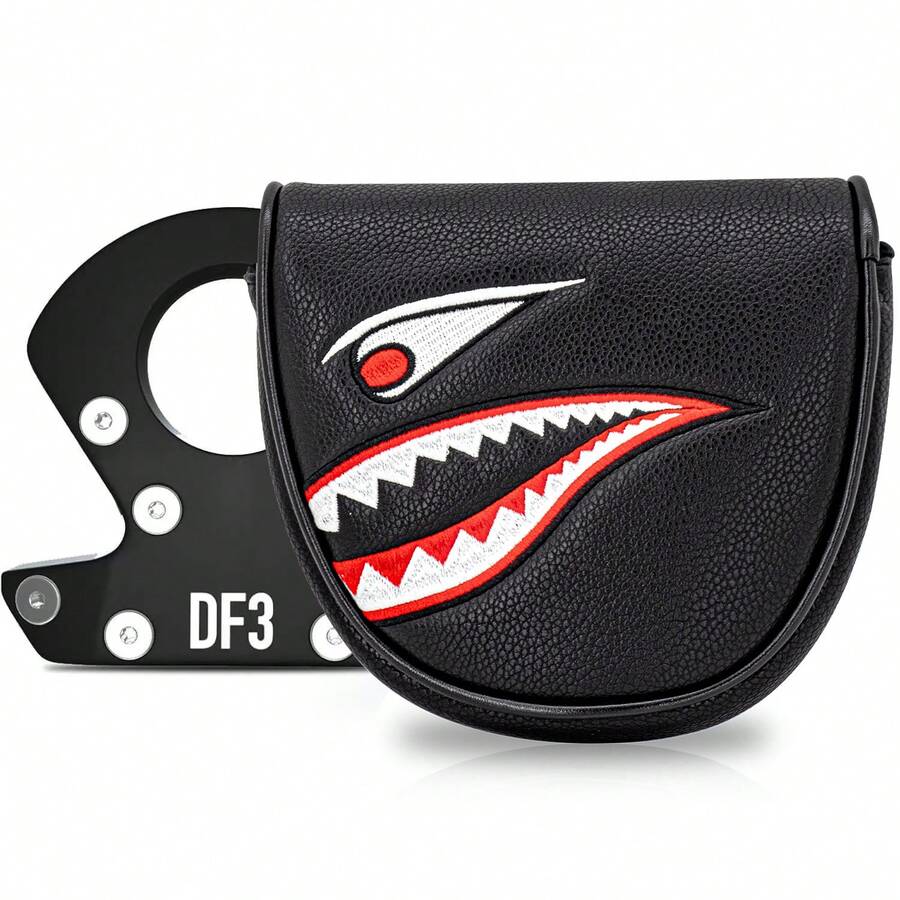 1 pieza Funda para cabezal de putter DF3 - Cierre magnético de cáscara de PU con forro esponjoso y diseño de tiburón, para modelo de putter DF3, color negro - Multicolor - Ver 1