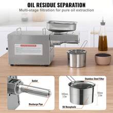 Electric Oil Press Machine, 700W Stainless Steel Oil Extractor Machine, 140℃ / 284℉ Constant Temperature, Hot Press Oil Expeller For Pressing Peanuts, Sesame Seeds, Rapeseed, Tea Seeds - Silver - View 4