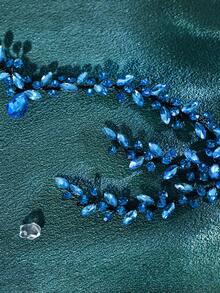 1 pieza Diadema nupcial con cristales de hecha a mano, accesorio para el cabello de novia y dama de honor, adecuado para fiesta, baile de graduación, regalo para fiestas - Lago azul - Ver 5